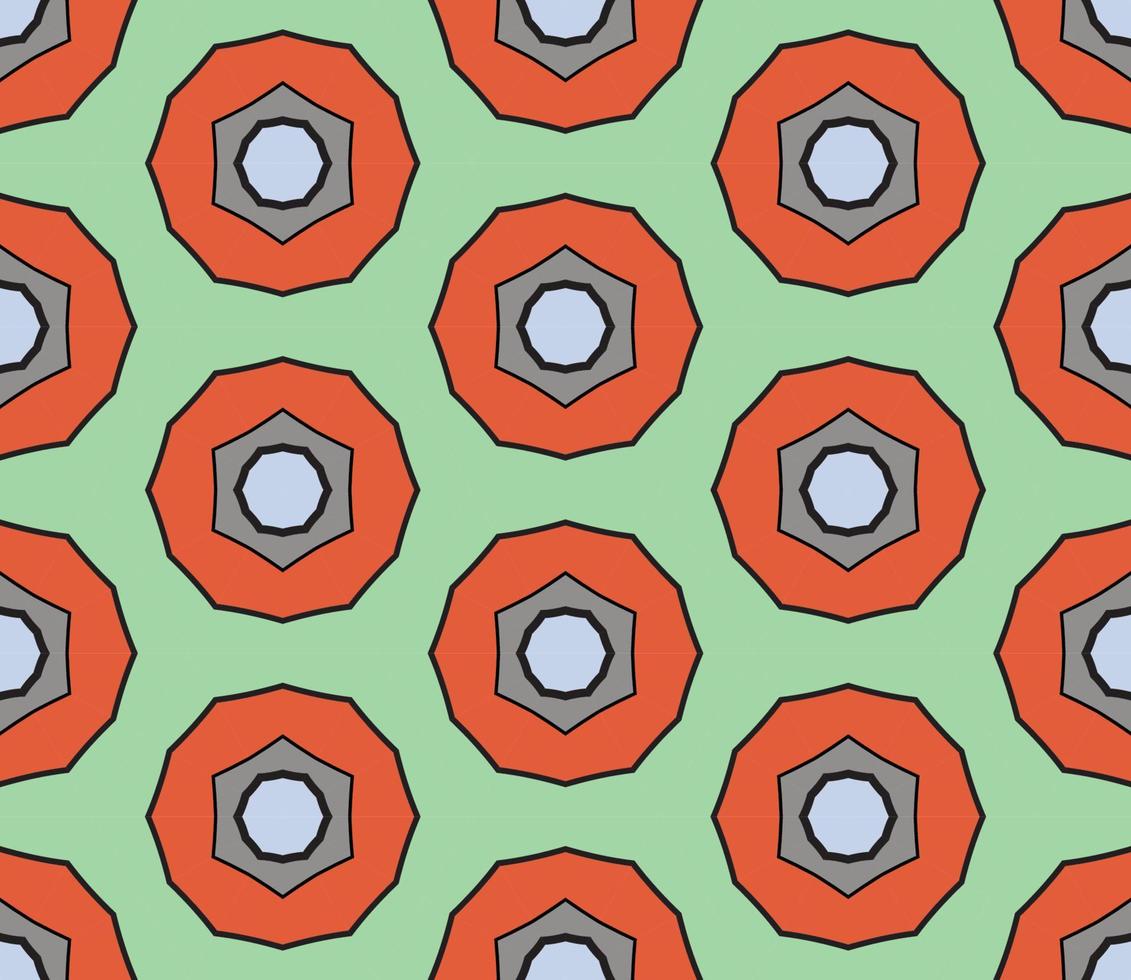 Abstract colorful doodle geometric flower seamless pattern. Floral background. Kaleidoscope mosaic, geo tile of thin line ornament. vector