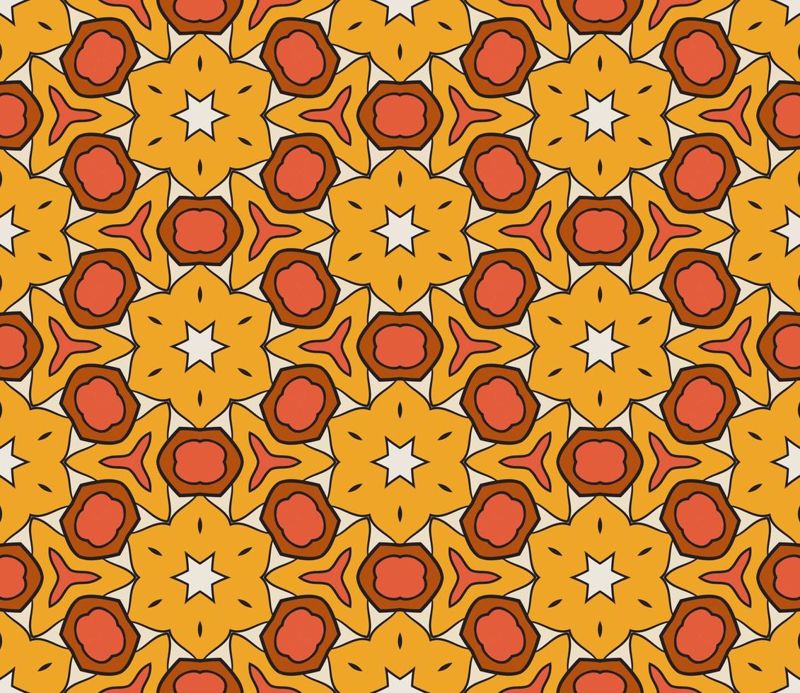 patrón sin costuras de flores geométricas de garabatos coloridos abstractos. fondo floral. mosaico de caleidoscopio, mosaico geo de adorno de línea delgada. vector