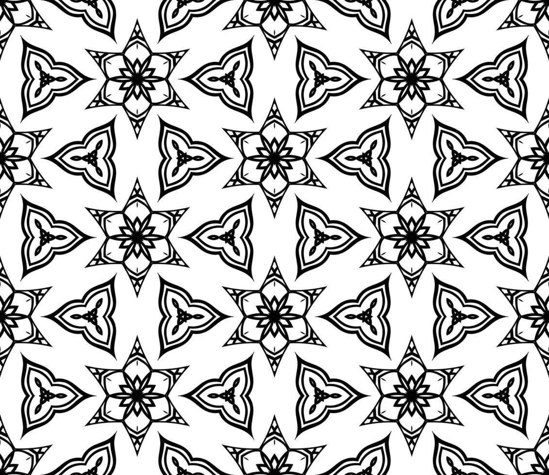 patrón sin costuras de flores geométricas de garabatos coloridos abstractos. fondo floral. mosaico de caleidoscopio, mosaico geo de adorno de línea delgada. vector