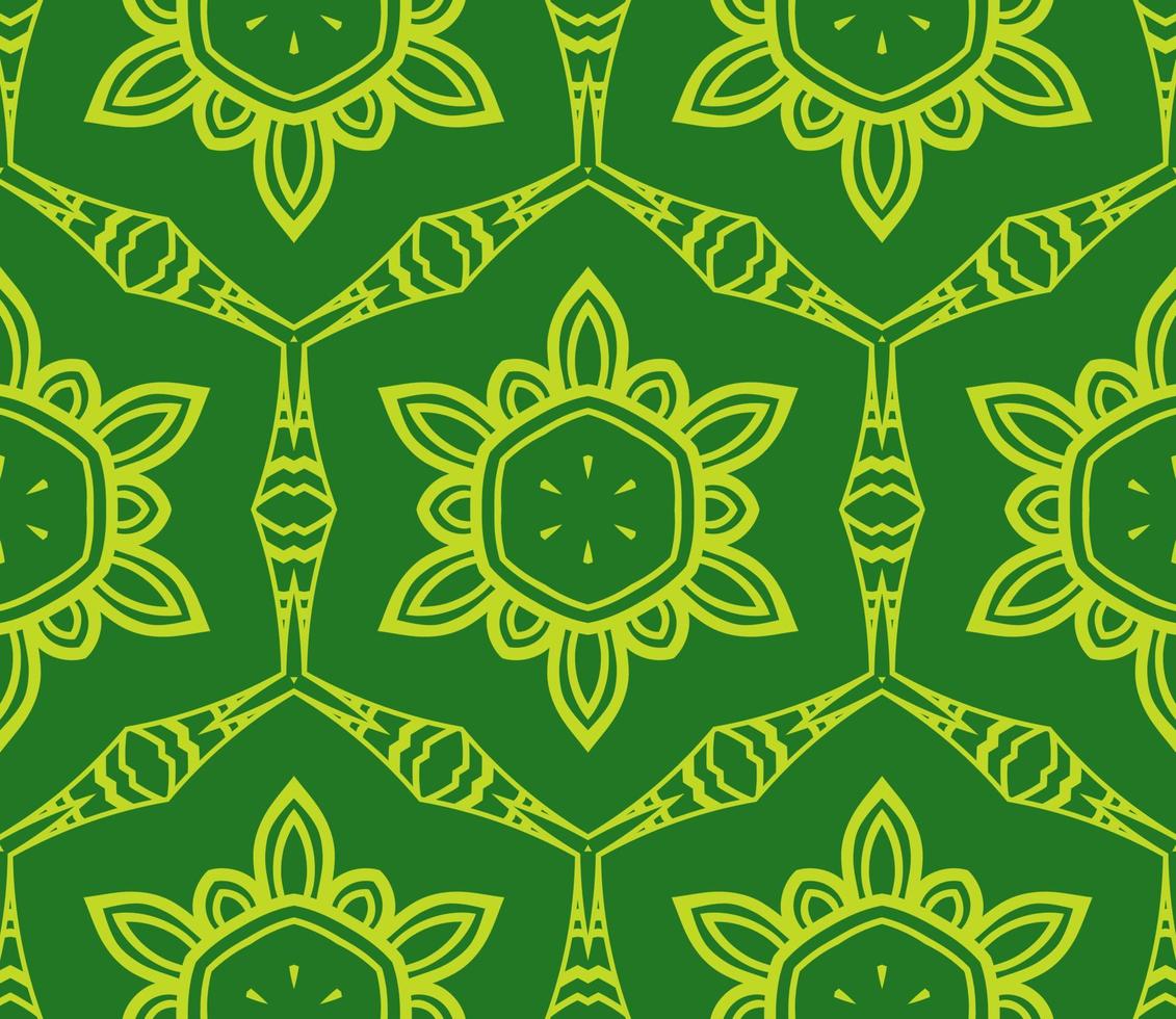 Abstract colorful doodle geometric flower seamless pattern. Floral background. Kaleidoscope mosaic, geo tile of thin line ornament. vector