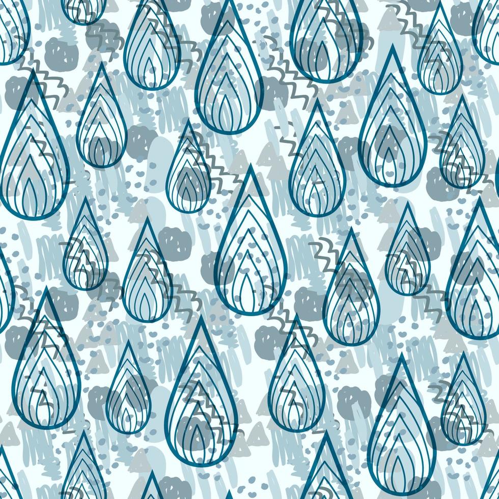 Abstract fantasy wet rainy weather seamless pattern. Creative messy rain background. vector