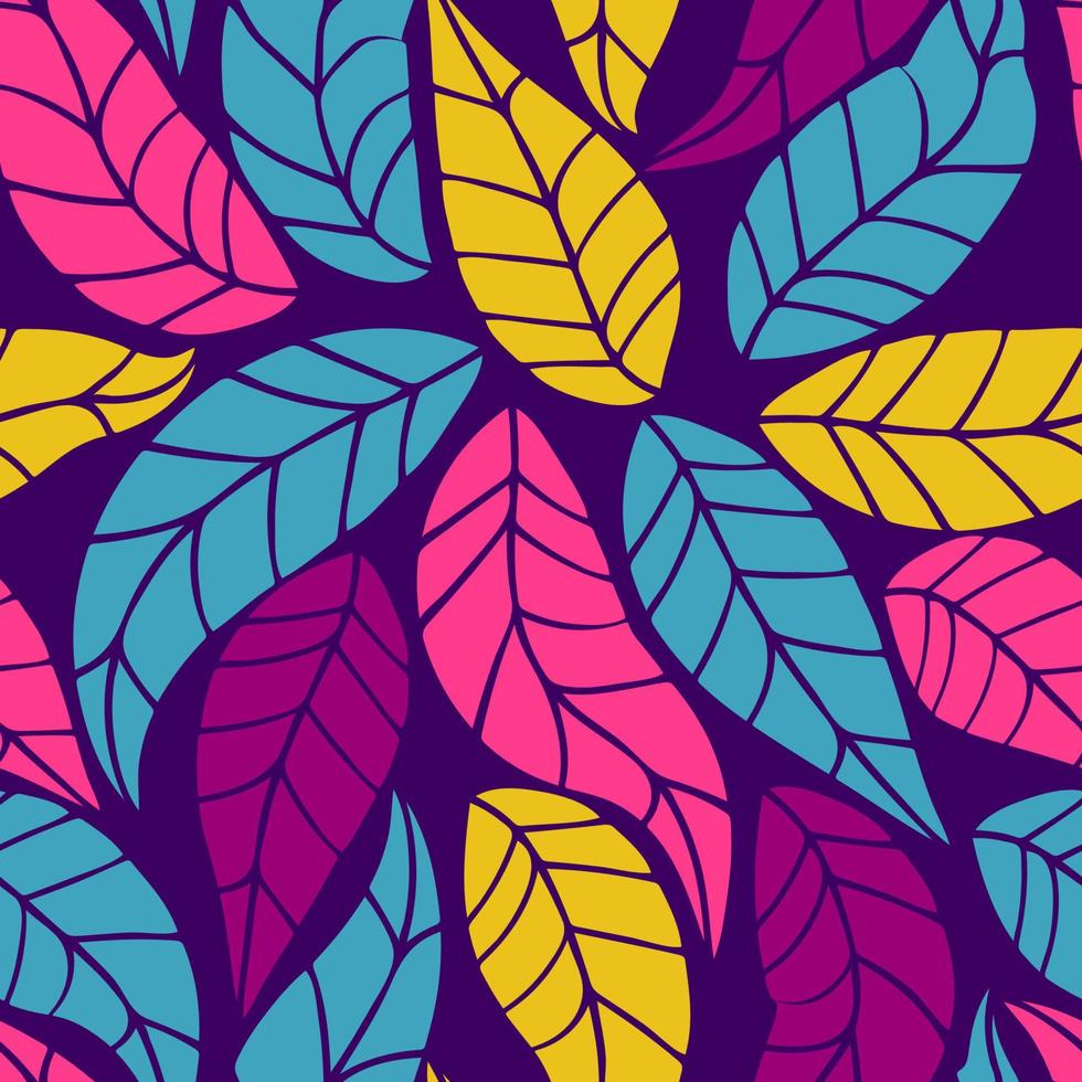 Floral seamless pattern with branches and leaves. vector