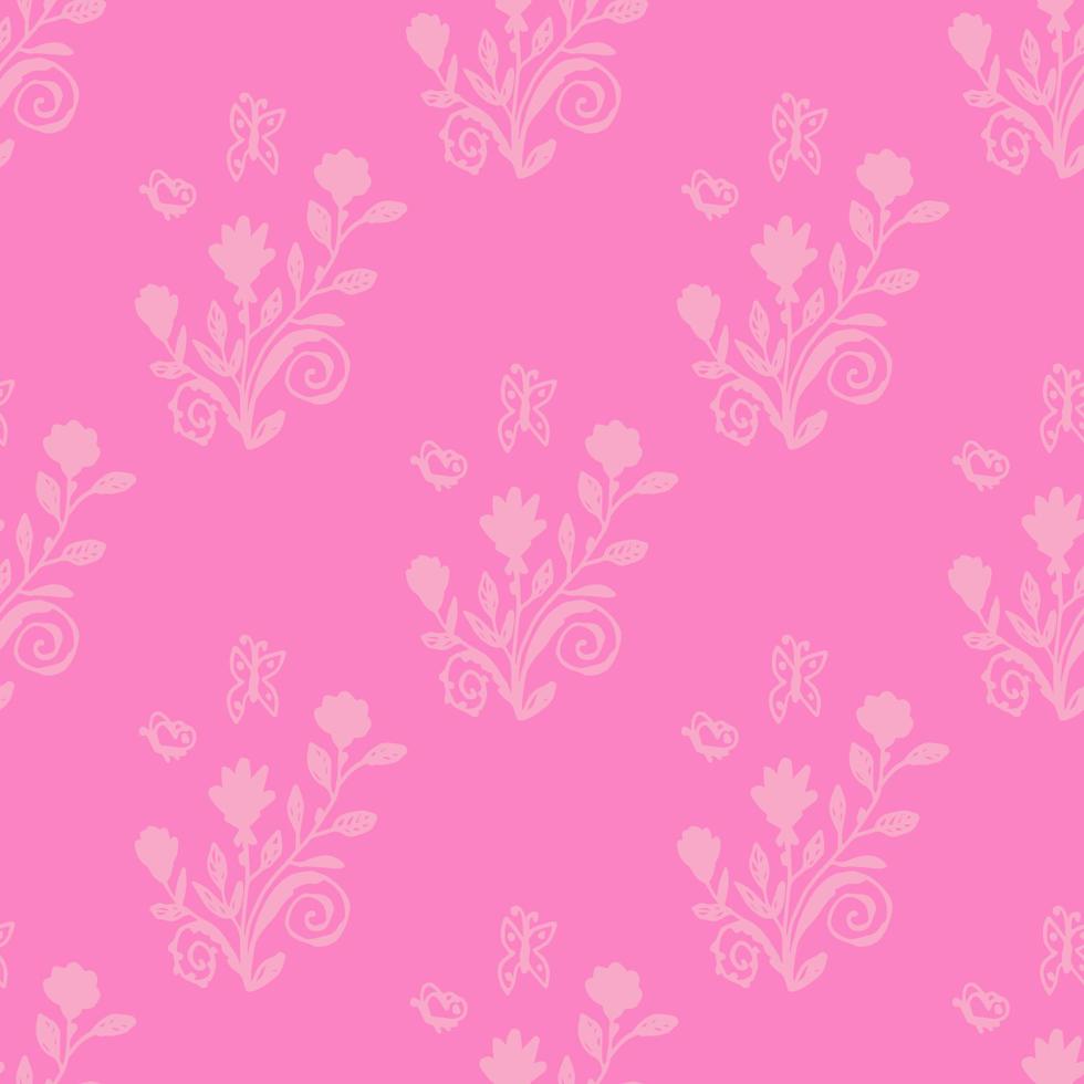 Rose bushes with butterflies. Floral seamless pattern with flowers.  Background for wrapping paper, textile, card, web. vector