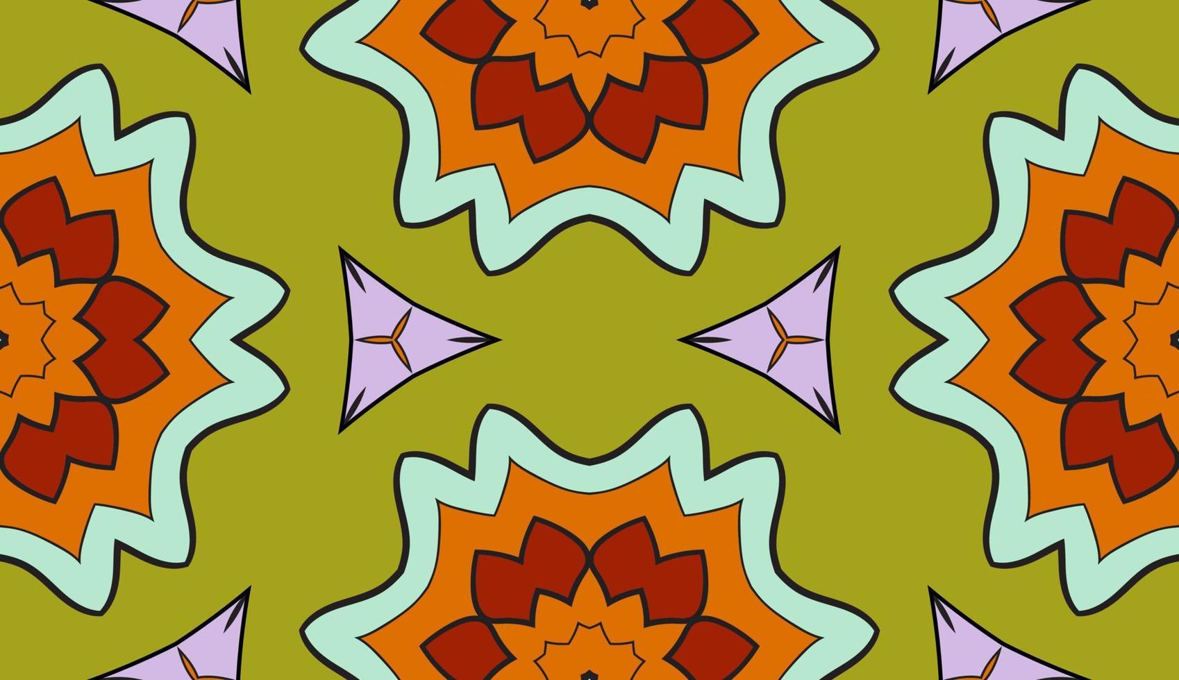 patrón sin costuras de flores geométricas de garabatos coloridos abstractos. fondo floral. mosaico de caleidoscopio, mosaico geo de adorno de línea delgada. vector