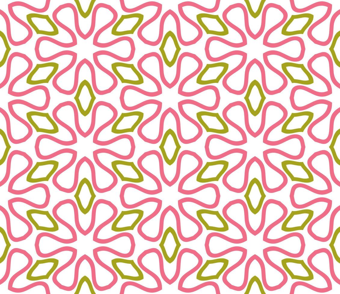 Abstract colorful doodle geometric flower seamless pattern. Floral background. Kaleidoscope mosaic, geo tile of thin line ornament. vector