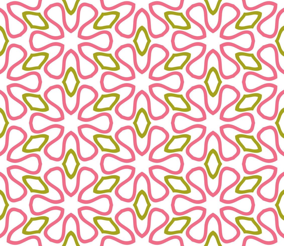 Abstract colorful doodle geometric flower seamless pattern. Floral background. Kaleidoscope mosaic, geo tile of thin line ornament. vector