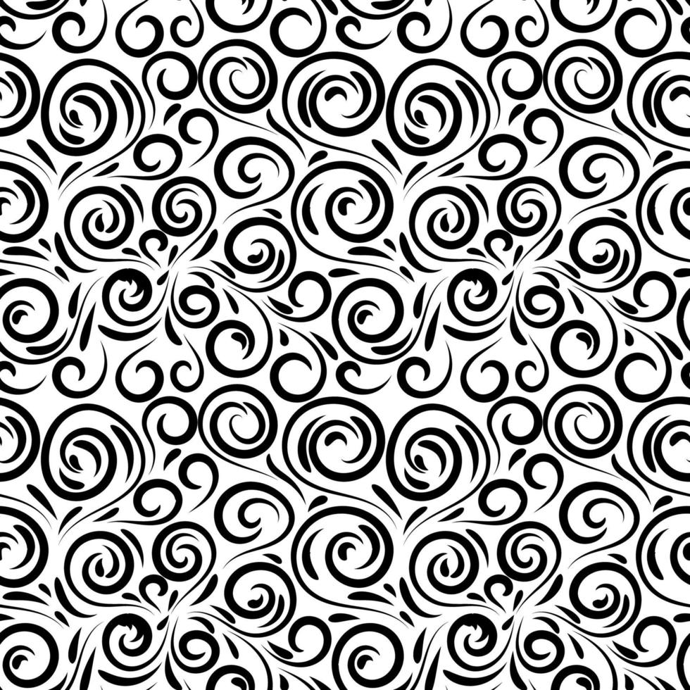 Abstract hand drawn doodle thin line wavy seamless pattern. Curly linear messy background. vector