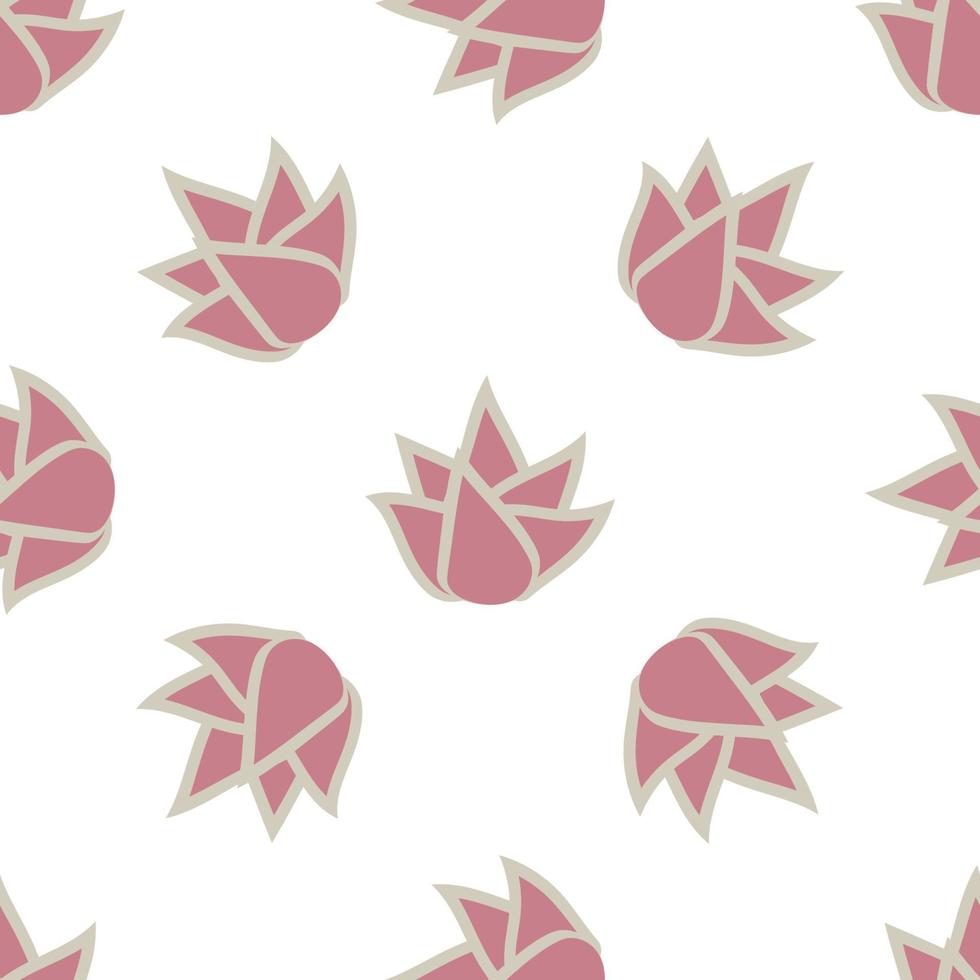 Seamless pattern with succulent flower on white background. vector