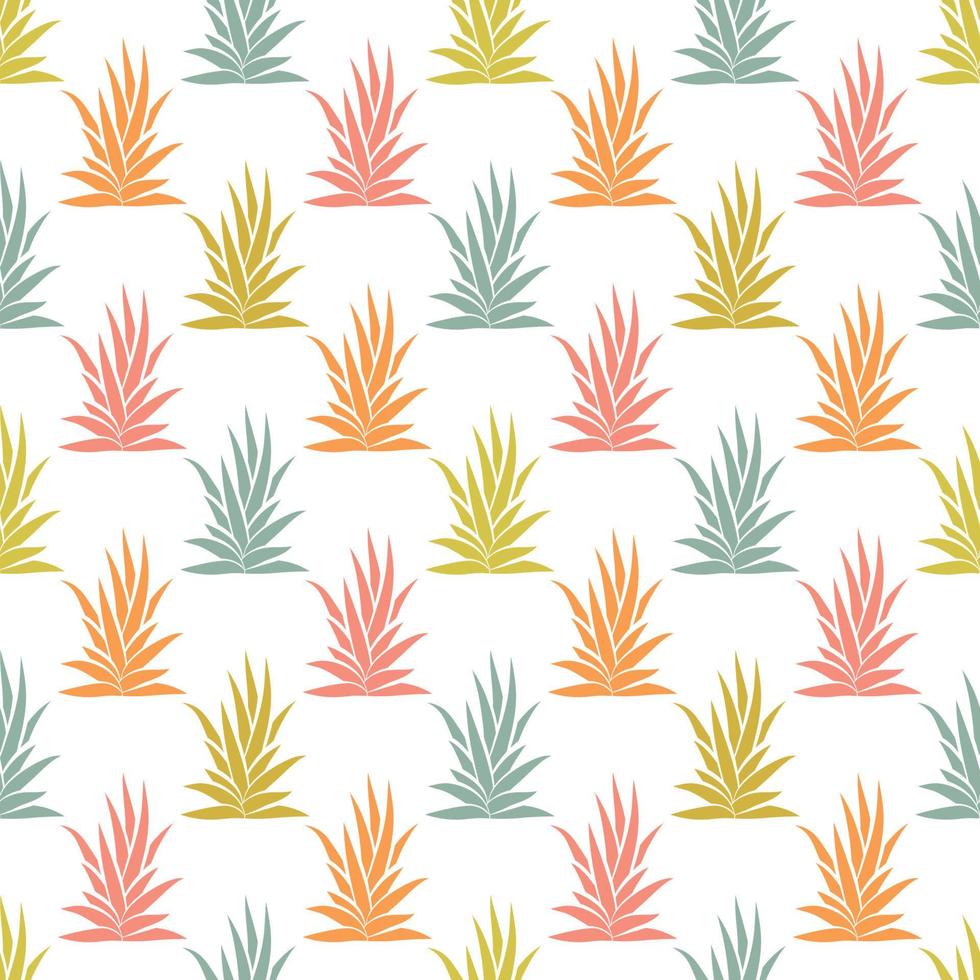 Seamless pattern with tropical, succulent plants, bushes. Floral ornament on a white background. vector