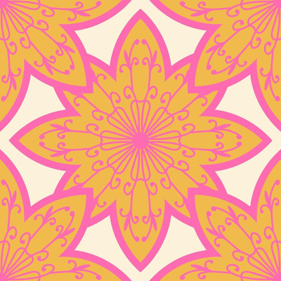 Abstract mandala flower seamless pattern. Floral background. vector
