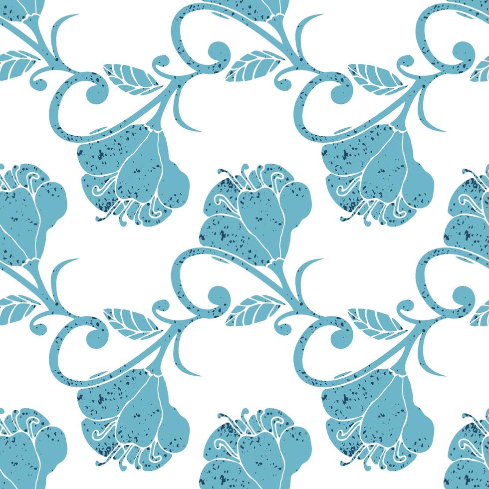 Colorful hand drawn floral seamless pattern. Abstract background with grunge flowers. vector