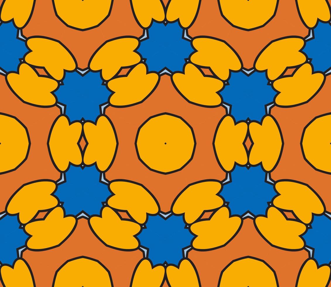 Abstract colorful doodle geometric flower seamless pattern. Floral background. Kaleidoscope mosaic, geo tile of thin line ornament. vector