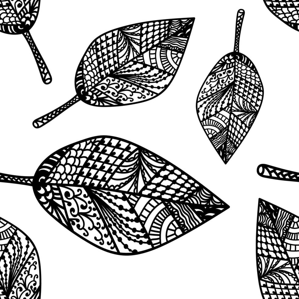 garabato dibujado a mano floral de patrones sin fisuras con hojas. vector