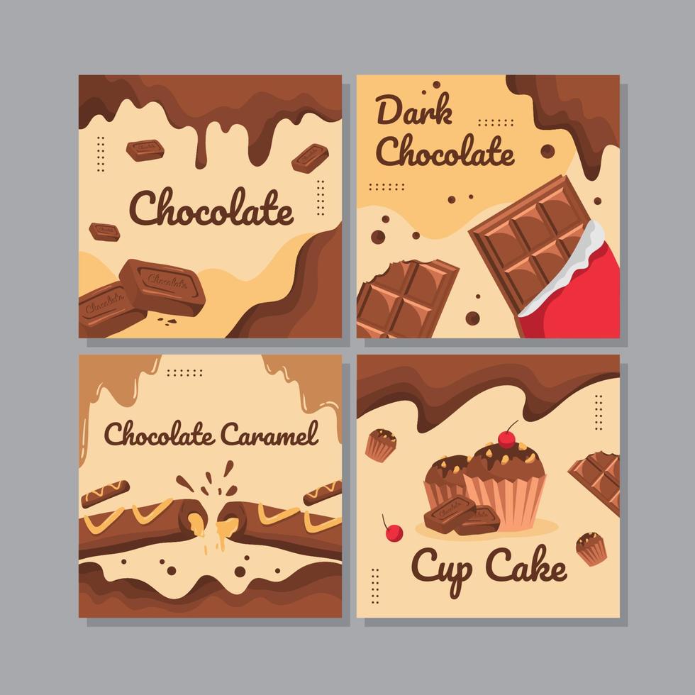 deliciosas redes sociales de chocolate vector