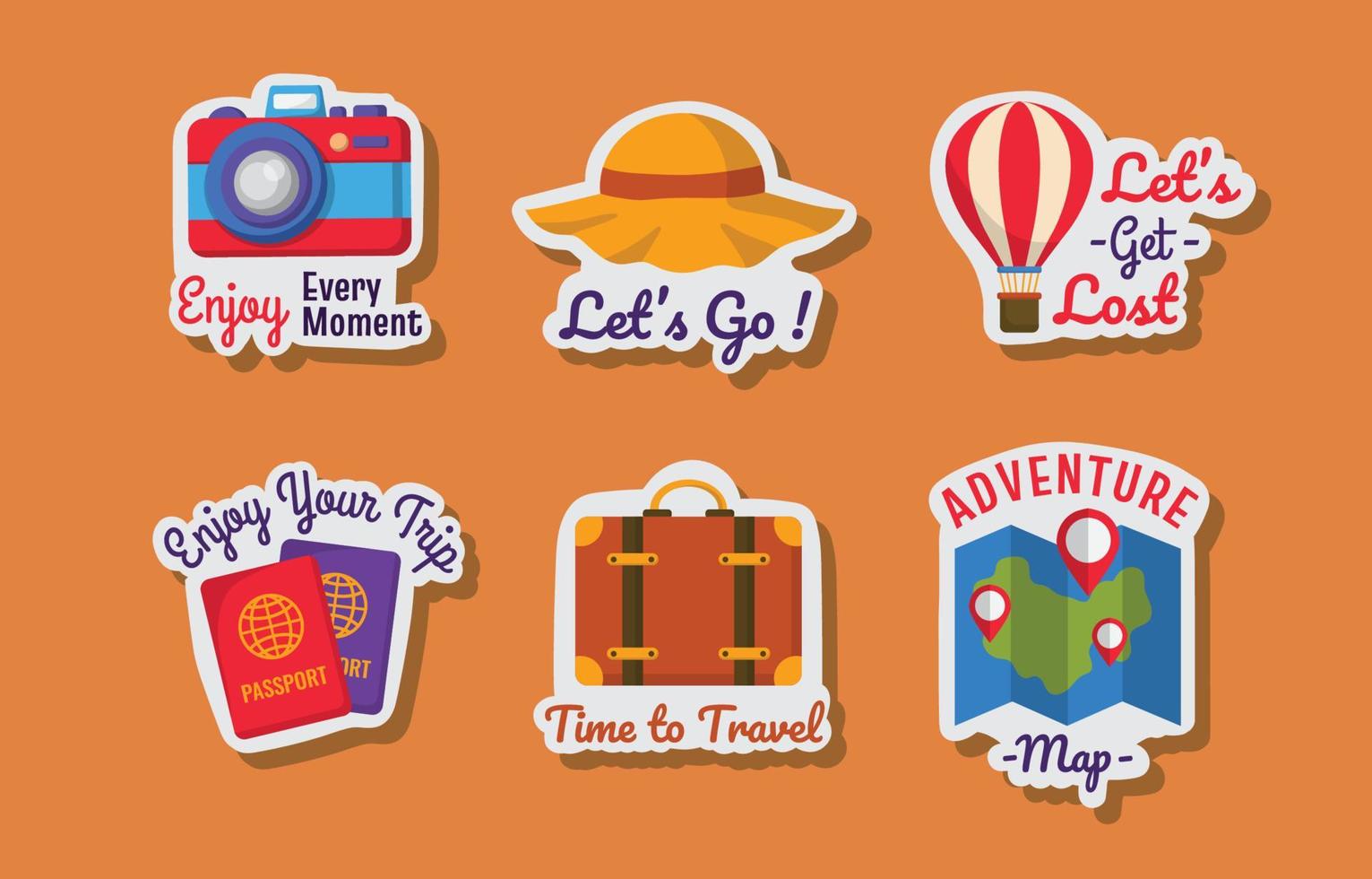 Travel Accessory Sticker Set vector