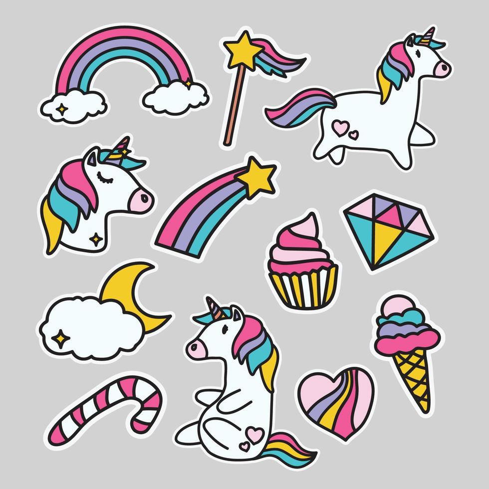 Unicorn Sticker Collection vector