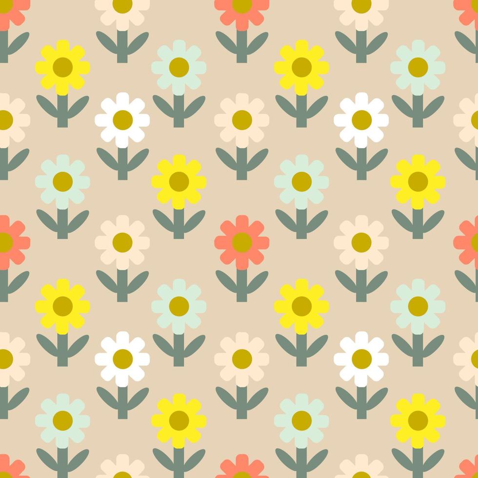 Cute abstract seamless flower pattern. Floral background. vector