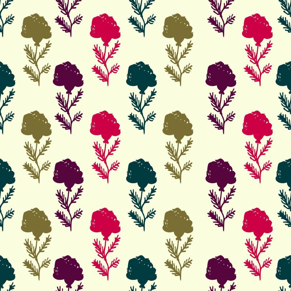 Colorful seamless pattern with cute flowers, floral background. vector