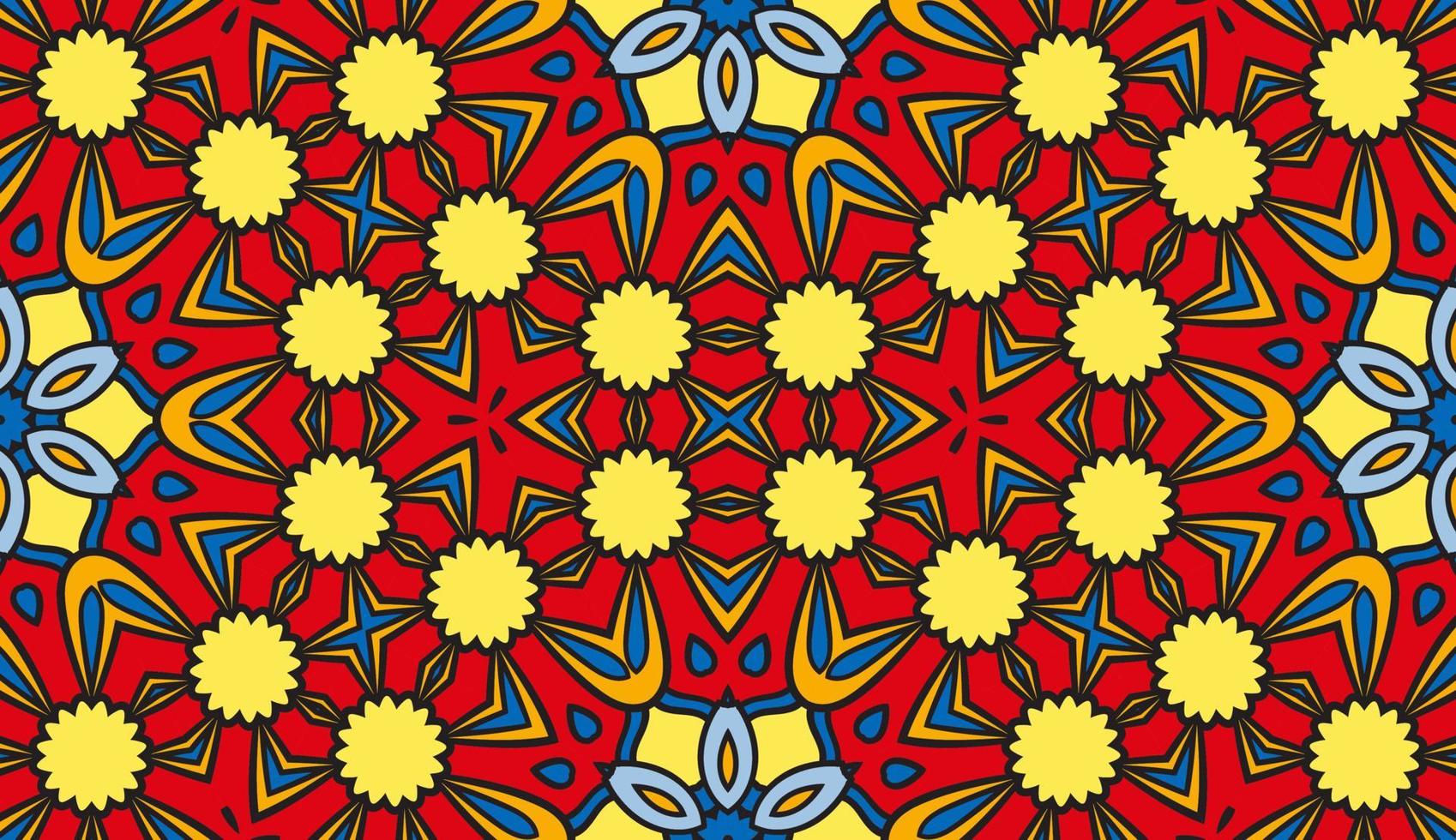 patrón sin costuras de flores geométricas de garabatos coloridos abstractos. fondo floral. mosaico, mosaico geo de adorno de línea delgada. vector