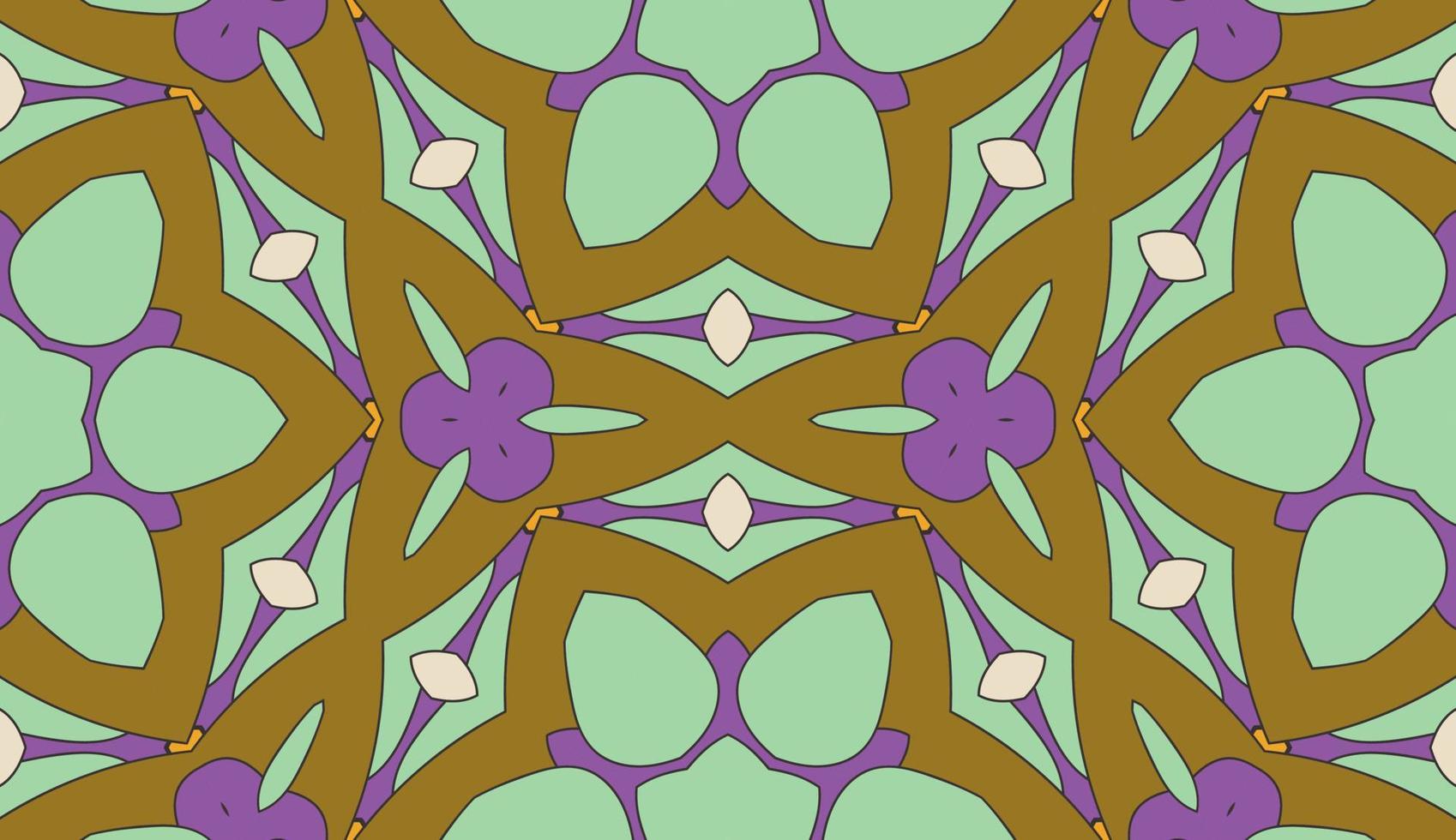Abstract colorful doodle geometric flower seamless pattern. Floral background. Kaleidoscope mosaic, geo tile of thin line ornament. vector