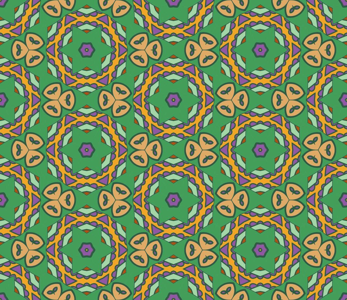 patrón sin costuras de flores geométricas de garabatos coloridos abstractos. fondo floral. mosaico de caleidoscopio, mosaico geo de adorno de línea delgada. vector