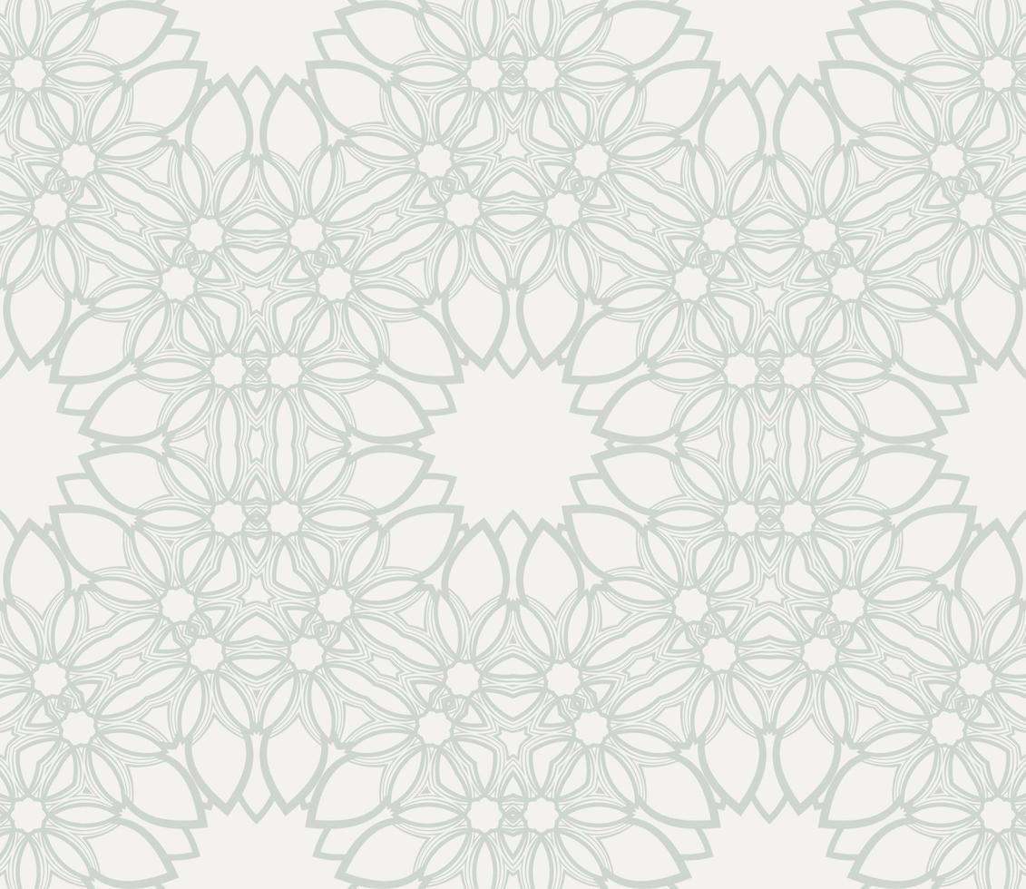 Abstract colorful doodle geometric flower seamless pattern. Floral background. Kaleidoscope mosaic, geo tile of thin line ornament. vector