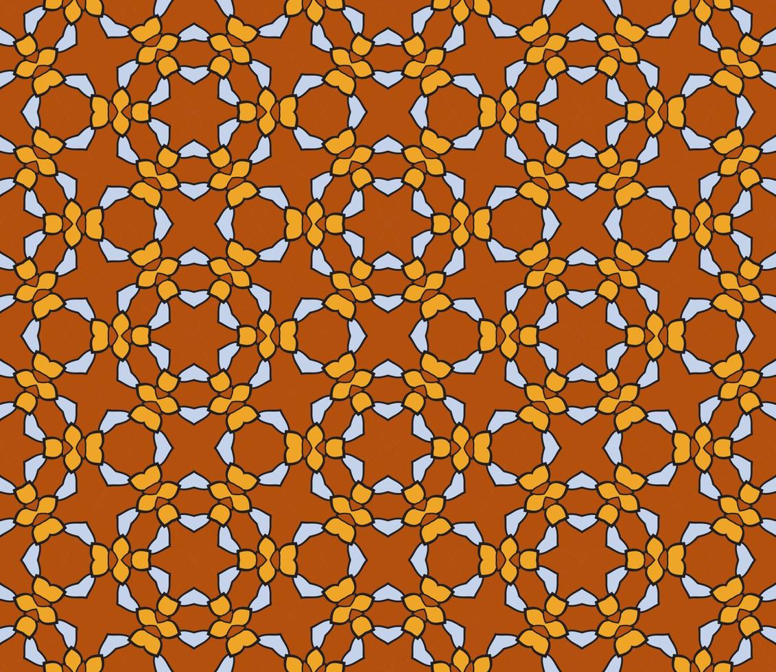 Abstract colorful doodle geometric flower seamless pattern. Floral background. Kaleidoscope mosaic, geo tile of thin line ornament. vector