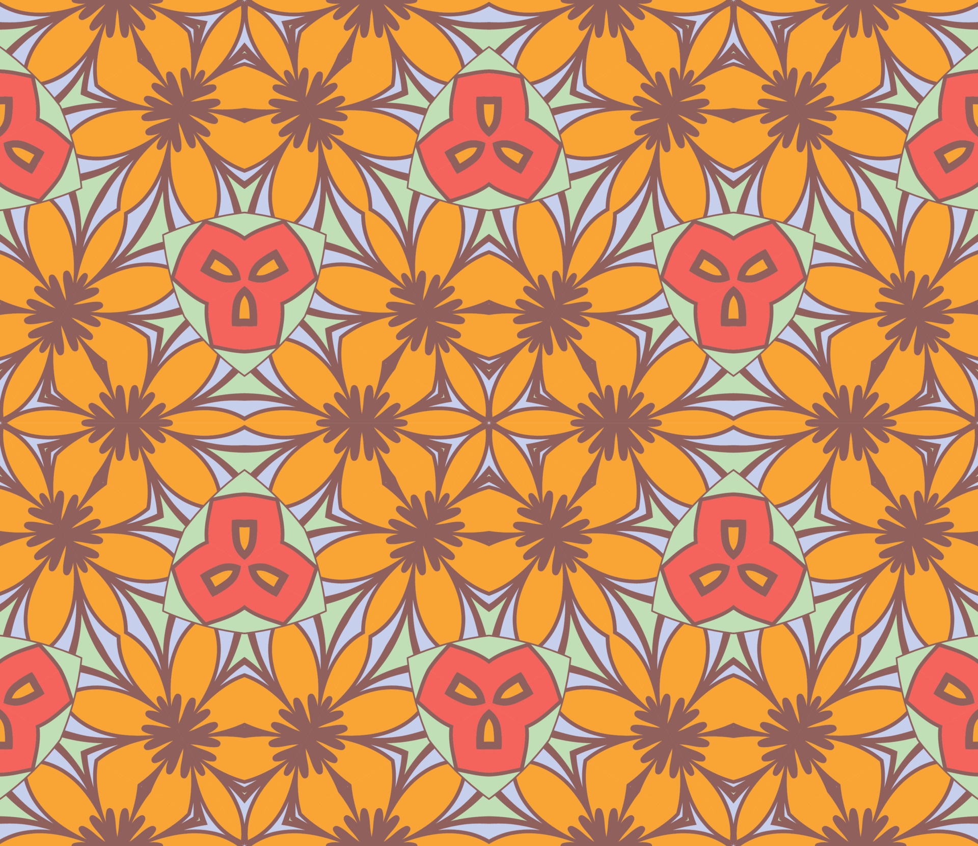 Abstract colorful doodle geometric flower seamless pattern. Floral