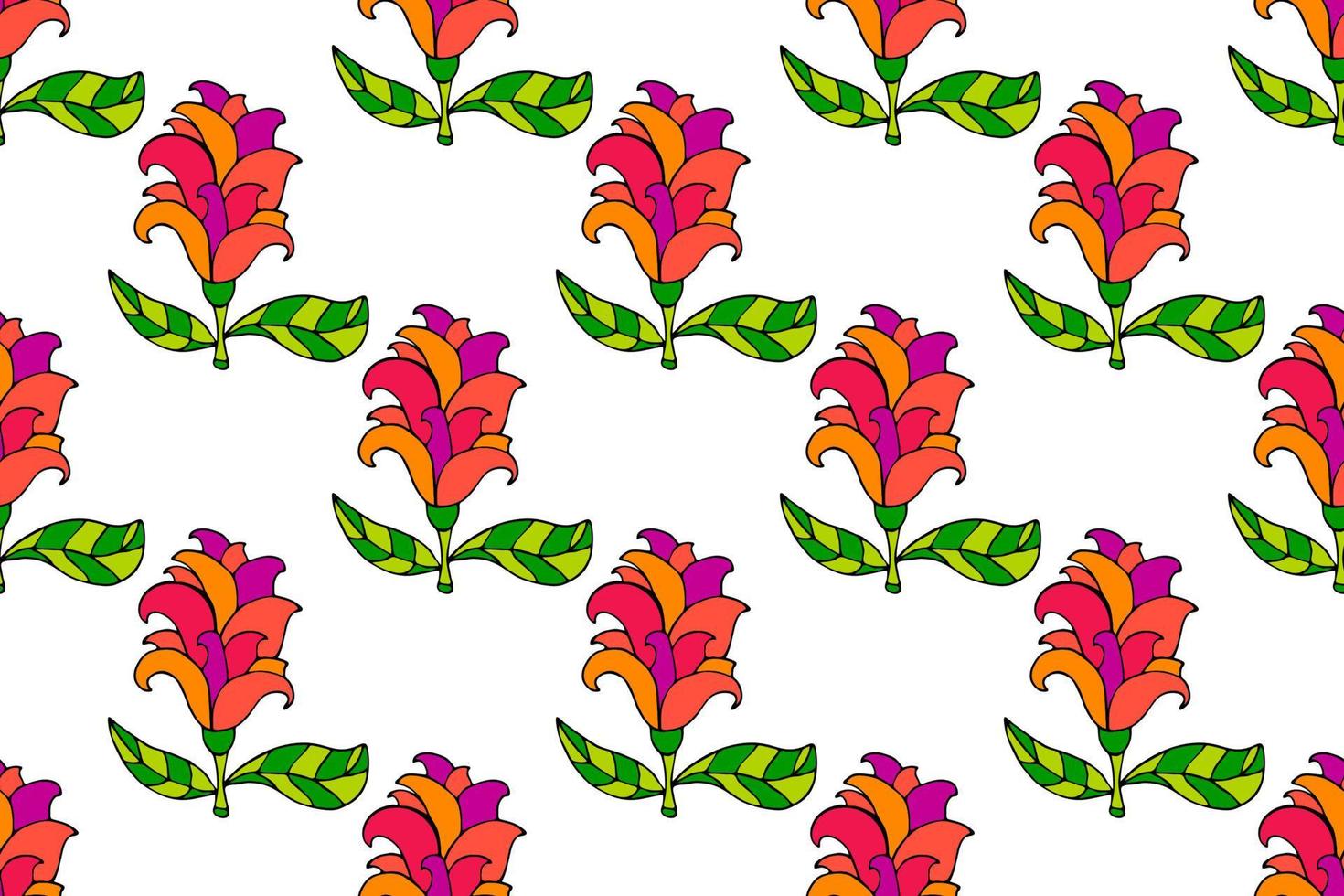 Abstract floral seamless pattern with doodle rose. Summer background. vector