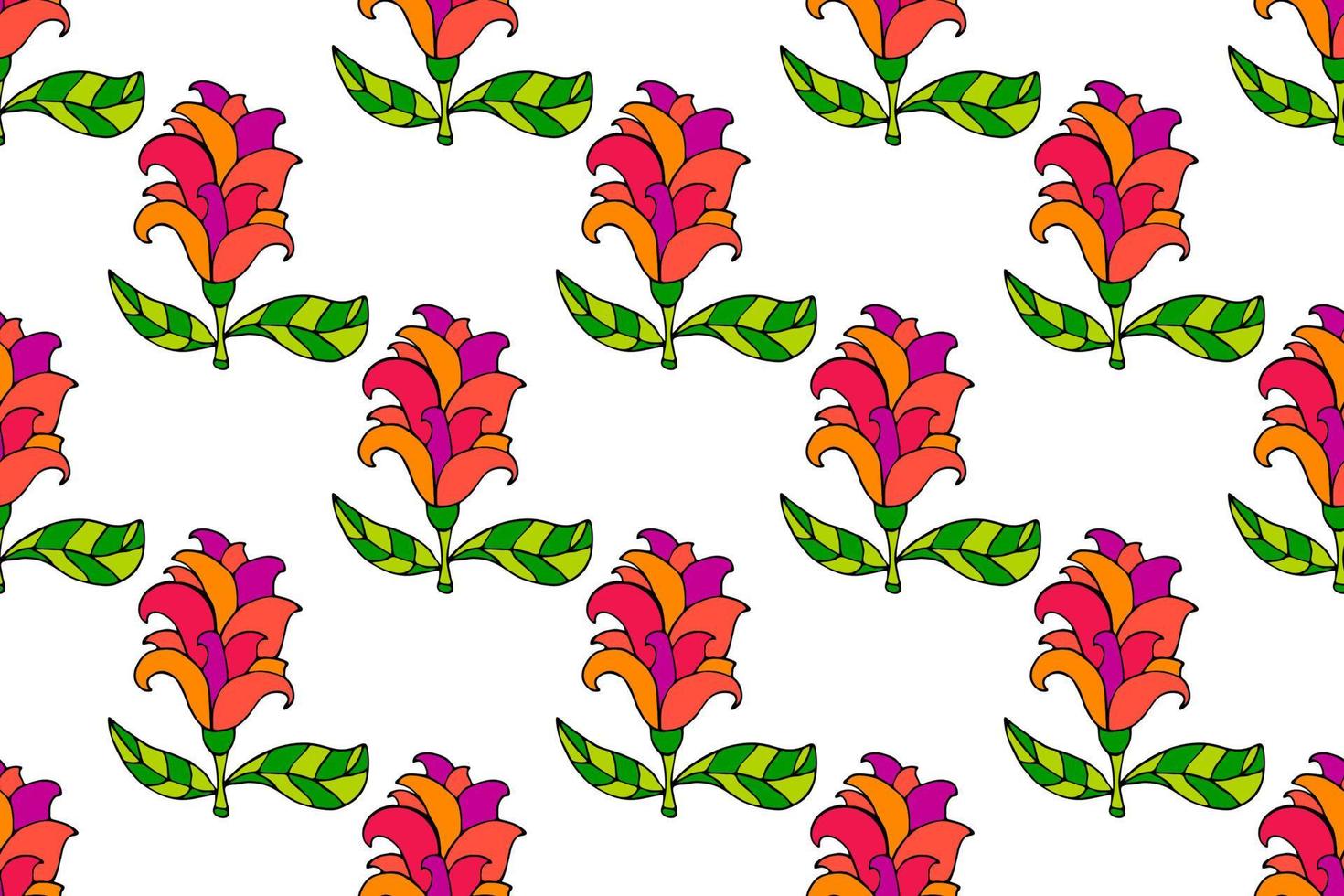 Abstract floral seamless pattern with doodle rose. Summer background. vector