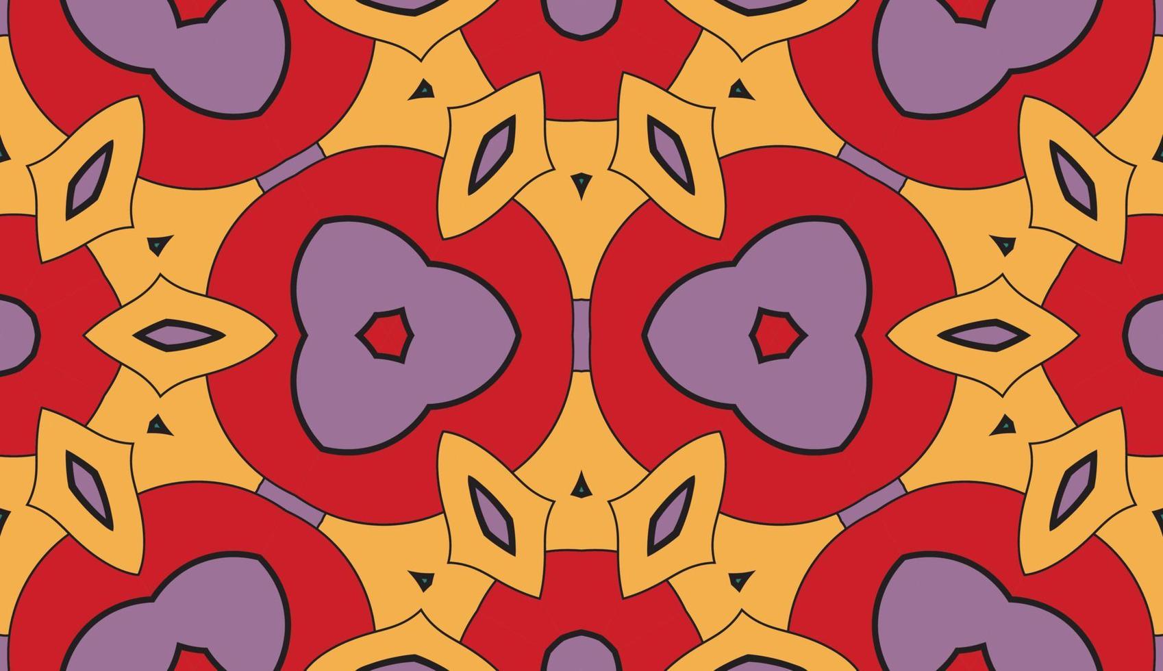 patrón sin costuras de flores geométricas de garabatos coloridos abstractos. fondo floral. mosaico de caleidoscopio, mosaico geo de adorno de línea delgada. vector