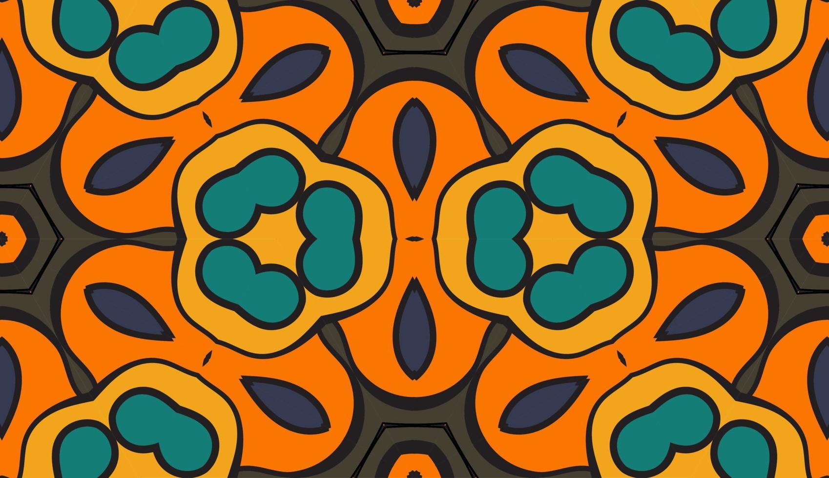 Abstract colorful doodle geometric flower seamless pattern. Floral background. Kaleidoscope mosaic, geo tile of thin line ornament. vector