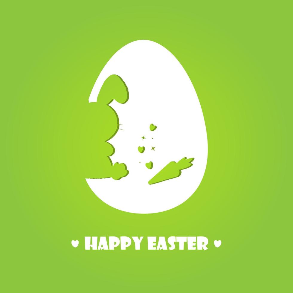 Happy Easter greeting card.Easter egg shapes with bunny and carrot silhouette - traditional symbol of holiday. vector