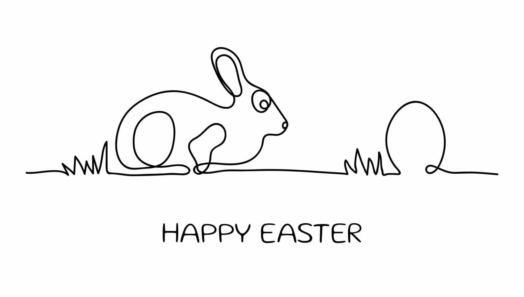 dibujo continuo de una línea de conejo de Pascua. conejito de pascua en una línea. ilustración vectorial minimalista dibujada a mano en blanco y negro vector