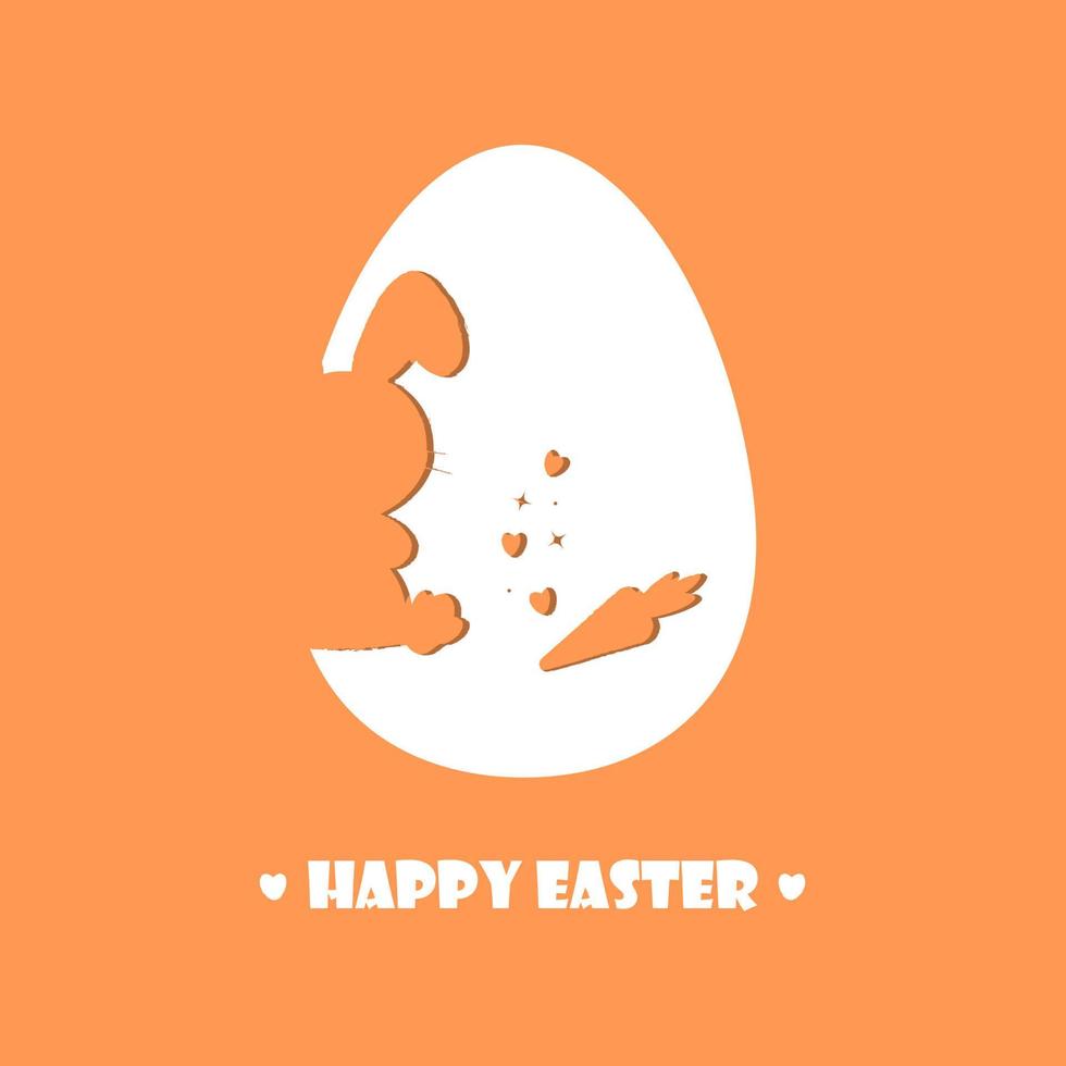 Happy Easter greeting card.Easter egg shapes with bunny and carrot silhouette - traditional symbol of holiday. vector