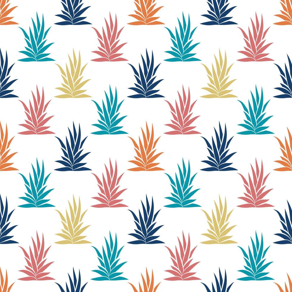 Seamless pattern with tropical, succulent plants, bushes. Floral ornament on a white background. vector