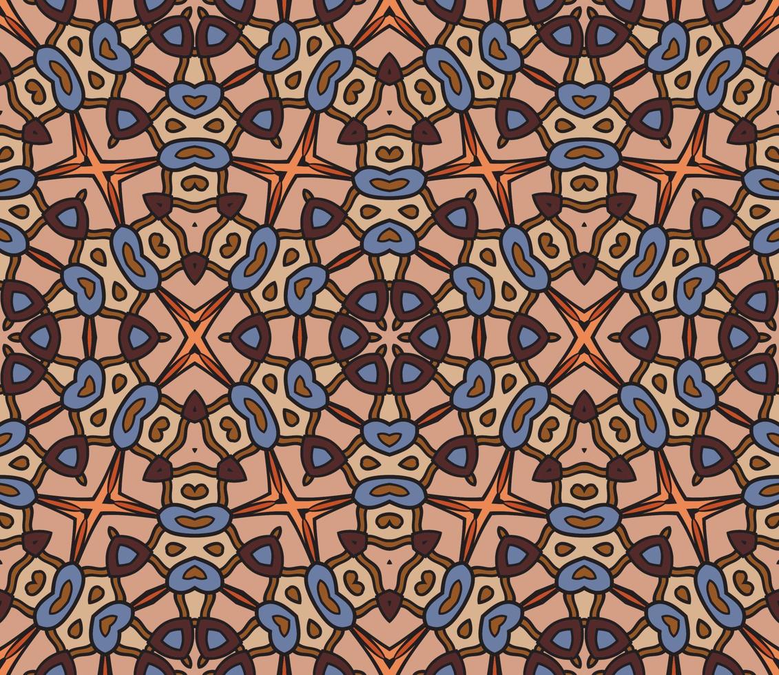 patrón sin costuras de flores geométricas de garabatos coloridos abstractos. fondo floral. mosaico de caleidoscopio, mosaico geo de adorno de línea delgada. vector