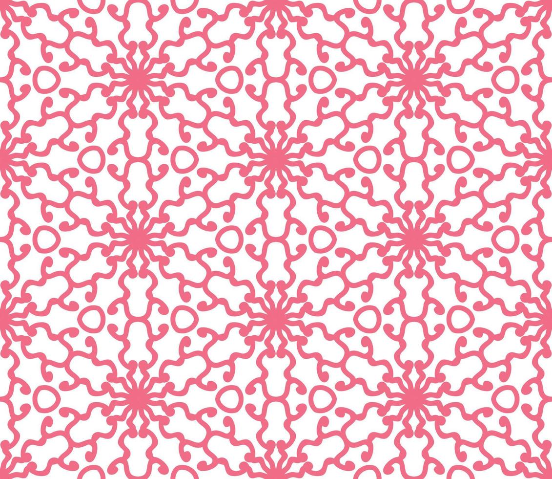 Abstract colorful doodle geometric flower seamless pattern. Floral background. Kaleidoscope mosaic, geo tile of thin line ornament. vector
