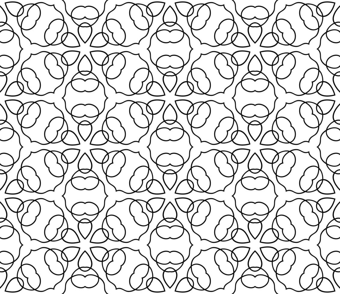 Abstract colorful doodle geometric flower seamless pattern. Floral background. Kaleidoscope mosaic, geo tile of thin line ornament. vector
