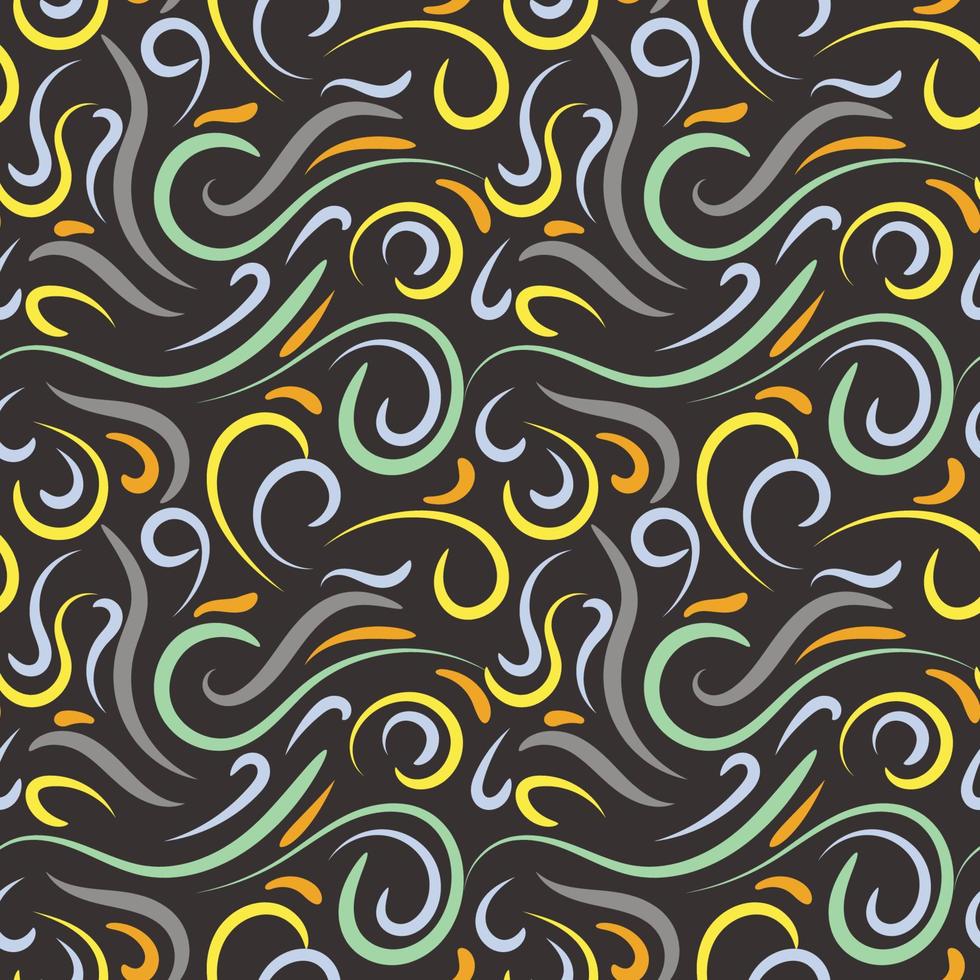 Abstract hand drawn doodle thin line wavy seamless pattern. Curly linear messy background. vector