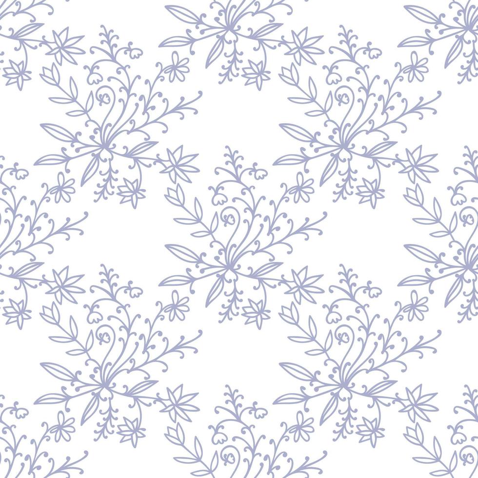 Floral damask seamless pattern with branches and flowers. vector