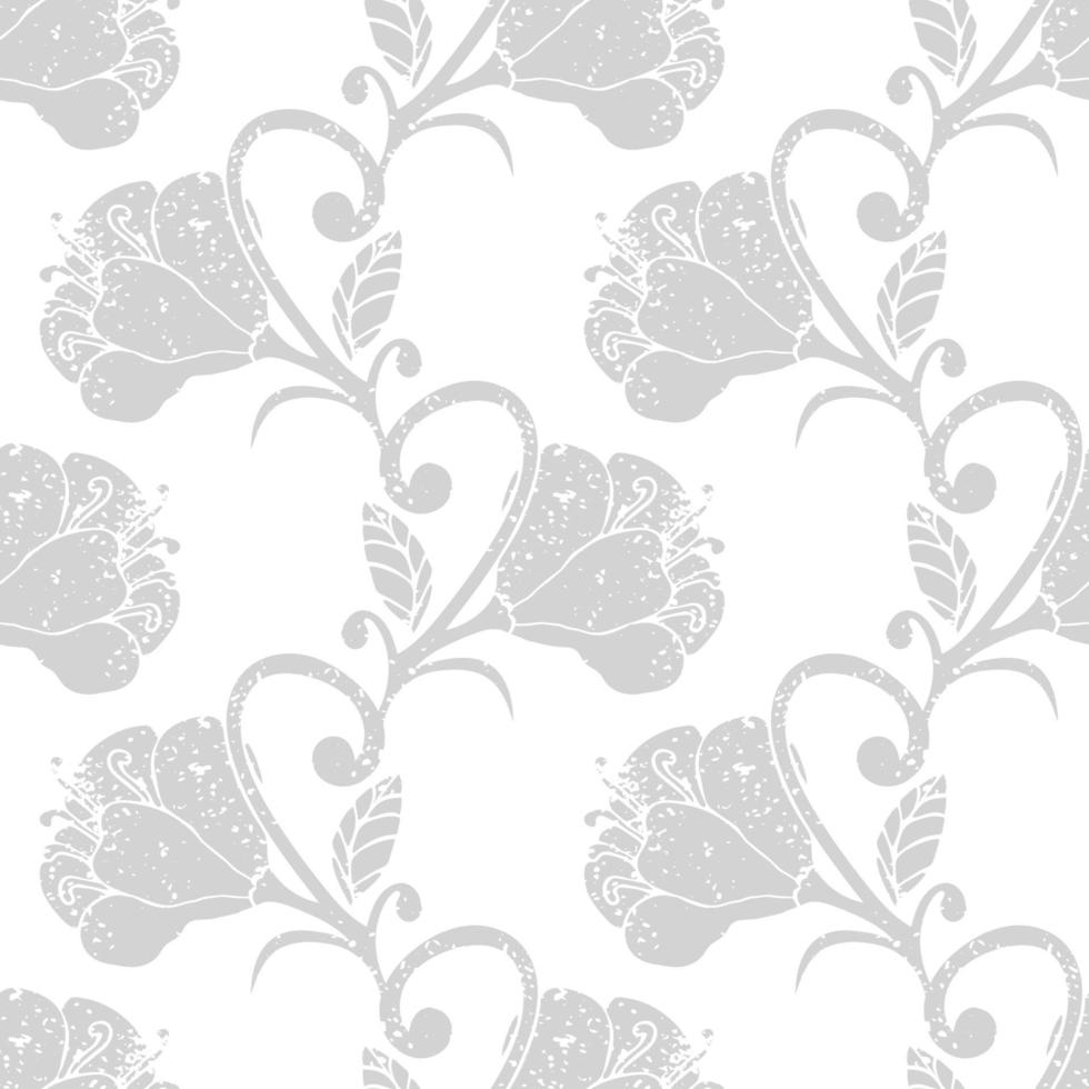 Colorful hand drawn floral seamless pattern. Abstract background with grunge flowers. vector