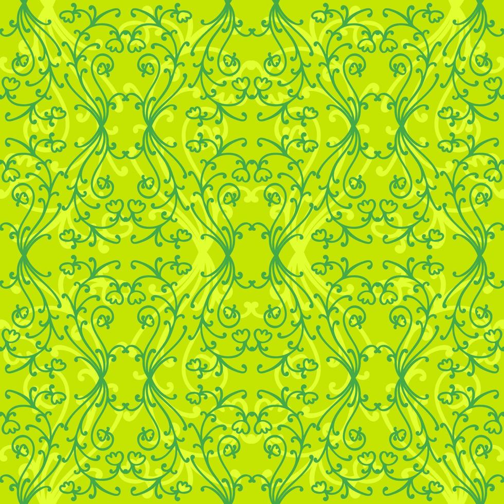 Floral damask seamless pattern with branches and flowers. vector