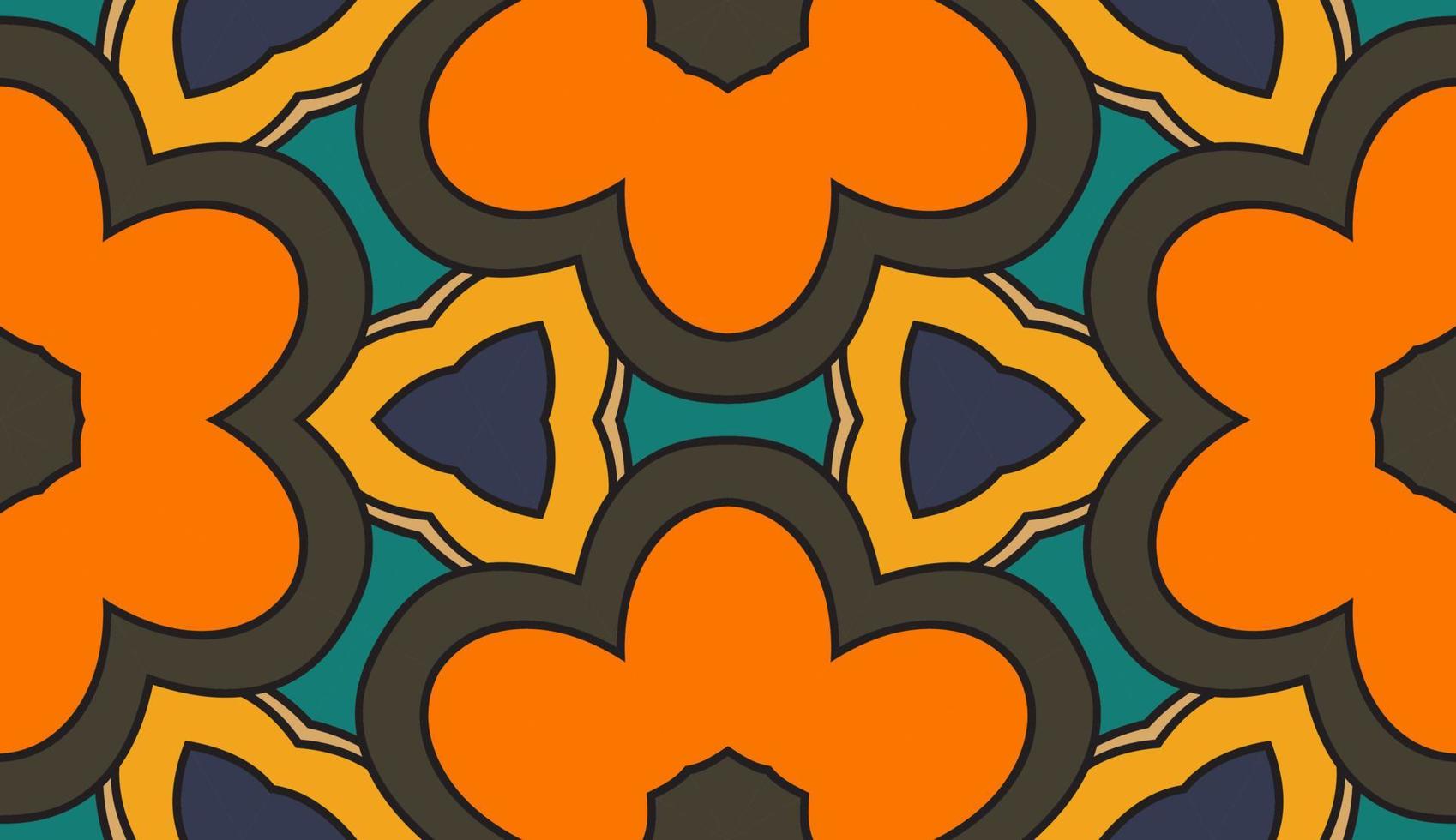 Abstract colorful doodle geometric flower seamless pattern. Floral background. Kaleidoscope mosaic, geo tile of thin line ornament. vector
