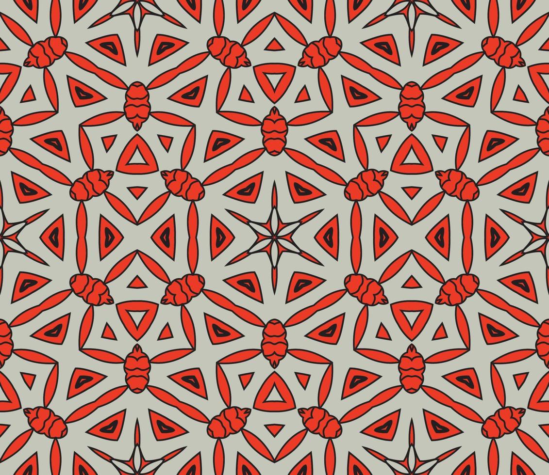Abstract colorful doodle geometric flower seamless pattern. Floral background. Kaleidoscope mosaic, geo tile of thin line ornament. vector