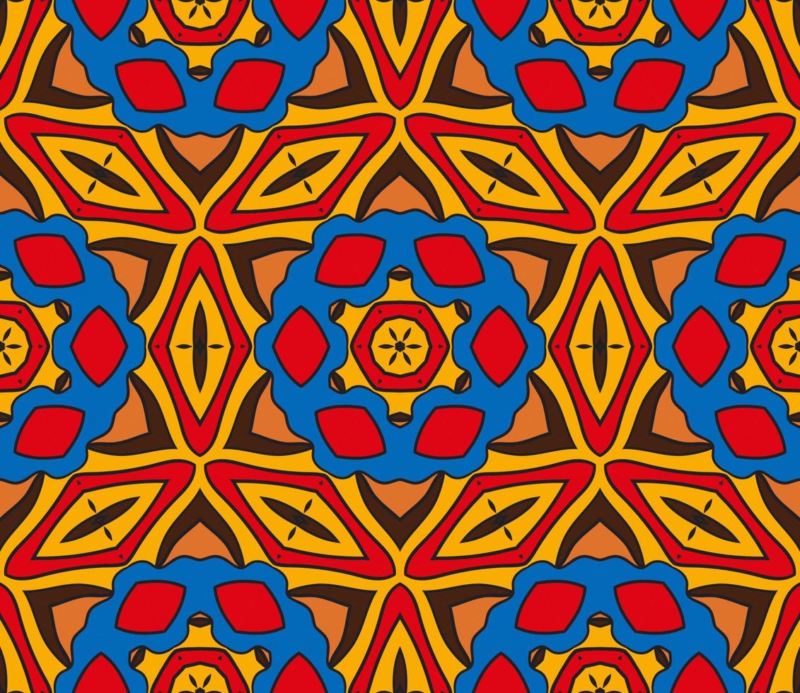 patrón sin costuras de flores geométricas de garabatos coloridos abstractos. fondo floral. mosaico de caleidoscopio, mosaico geo de adorno de línea delgada. vector