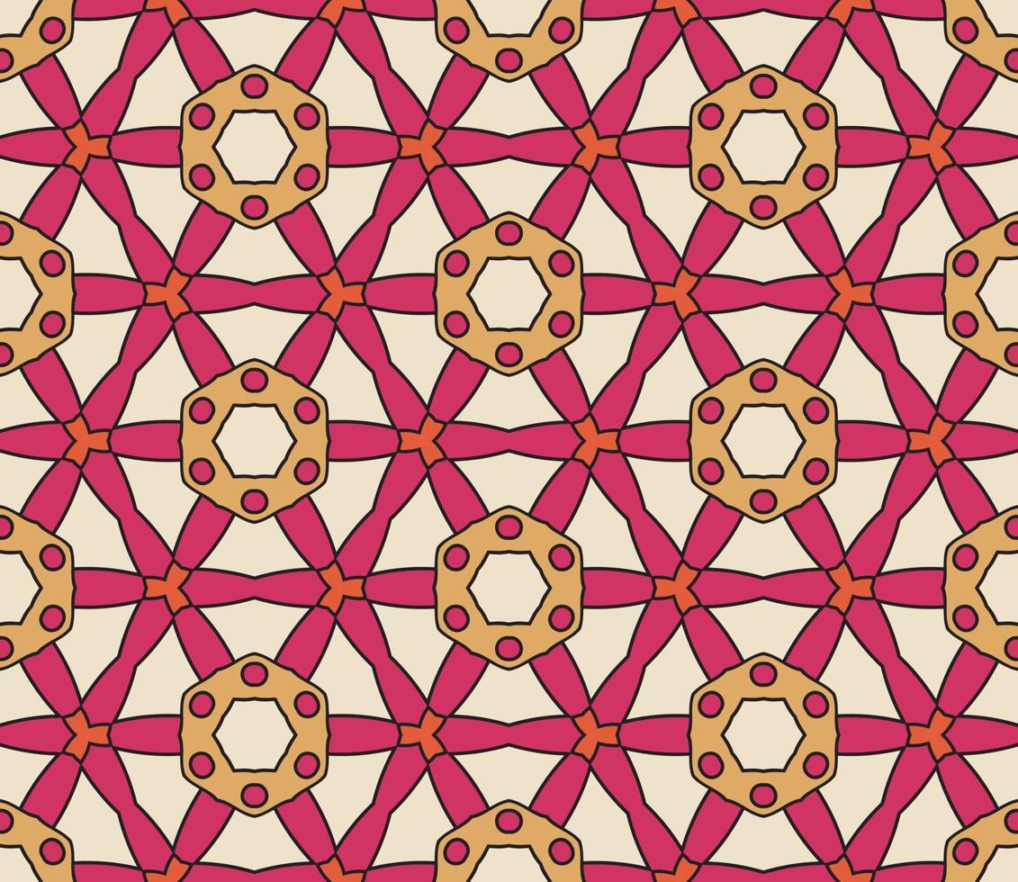 Abstract colorful doodle geometric flower seamless pattern. Floral background. Kaleidoscope mosaic, geo tile of thin line ornament. vector