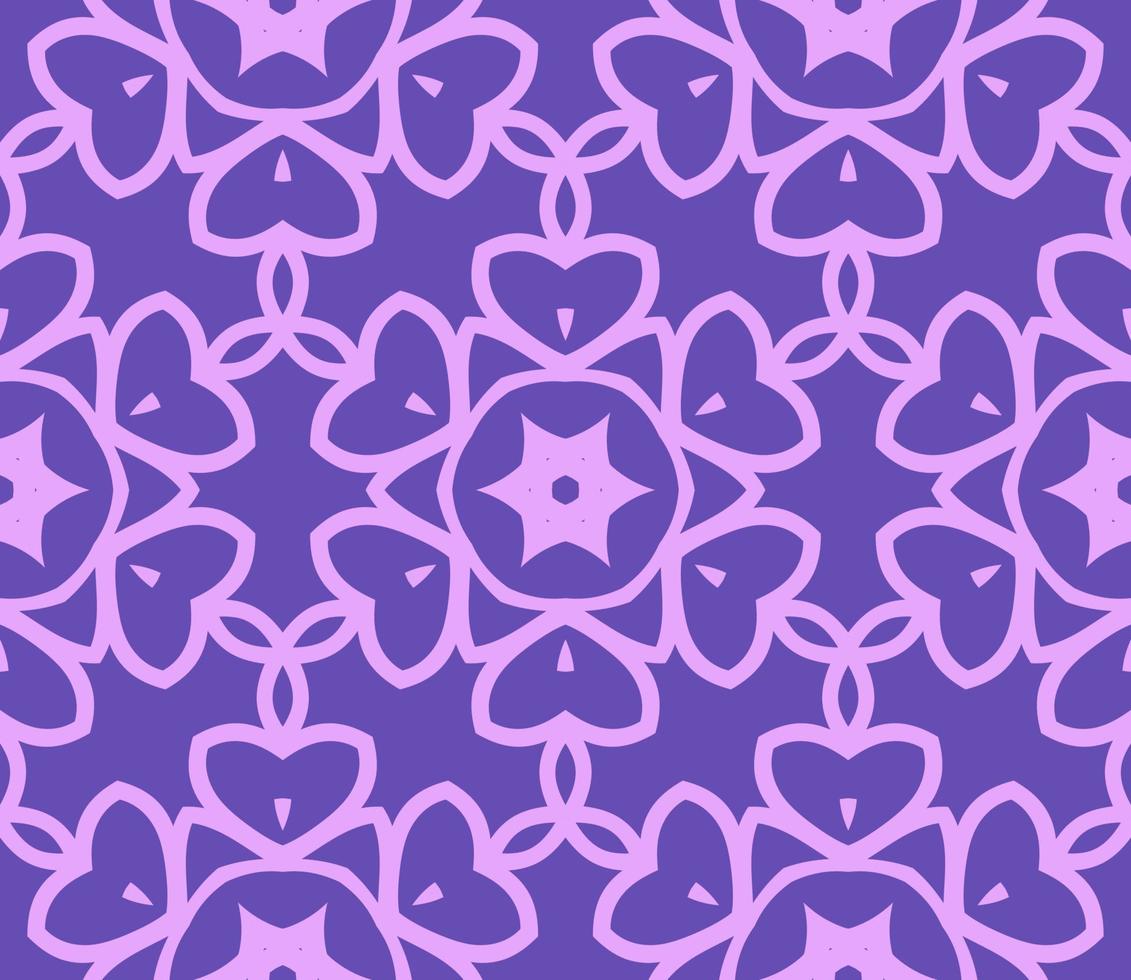 Abstract colorful doodle geometric flower seamless pattern. Floral background. Kaleidoscope mosaic, geo tile of thin line ornament. vector