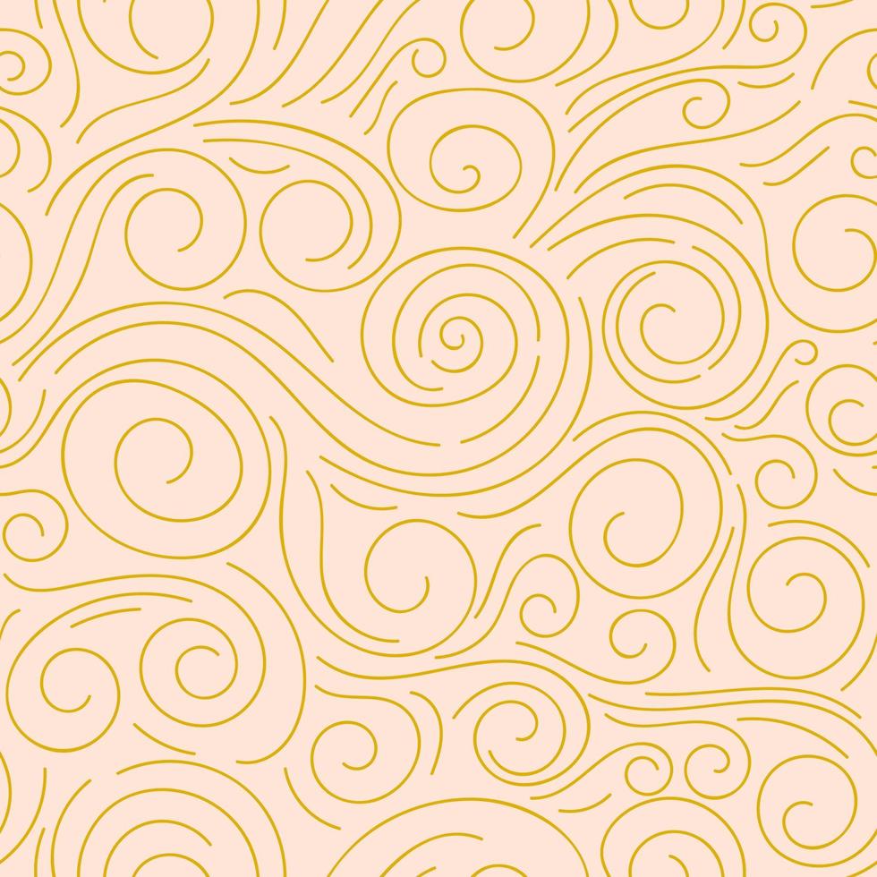 Abstract hand drawn doodle thin line wavy seamless pattern. Curly linear sky or sea messy background. vector