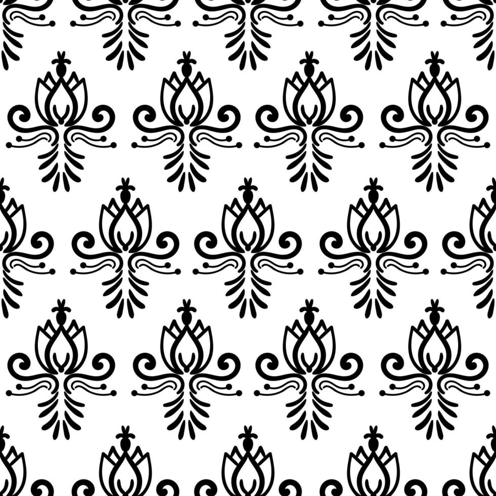 Colorful floral damask seamless pattern with curls, swirls. Curly background. vector